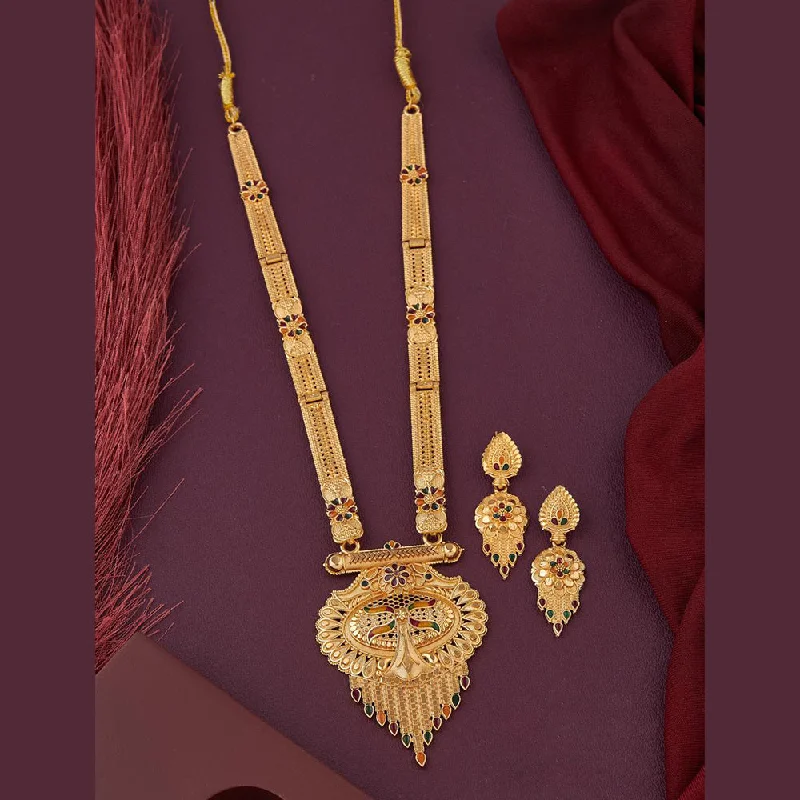 Gold Necklaces for Bridesmaids-Kalpna Sales Gold Plated Meenakari Necklace Set