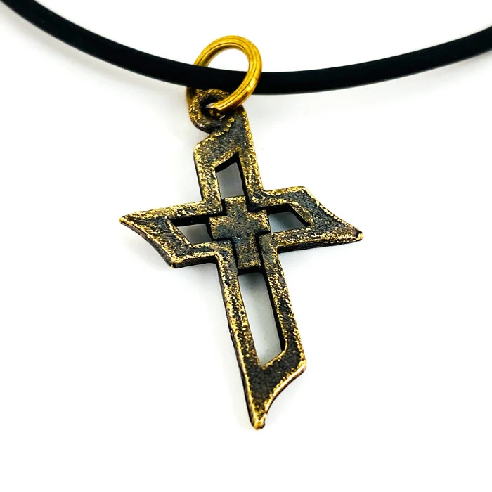 Elegant Wedding Necklaces-Cross Of Faith Necklace Antique Brass Finish