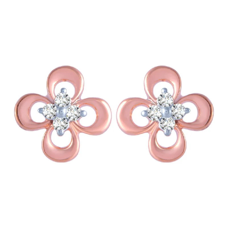 Simple Stud Earrings for Daily Wear-18k (750) Rose Gold And Diamond Stud Earrings For Women