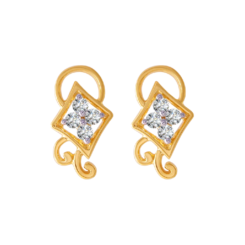 Multi-Colored Gemstone Earrings-18KT (750) Yellow Gold And Diamond Clip-on Earrings For Women