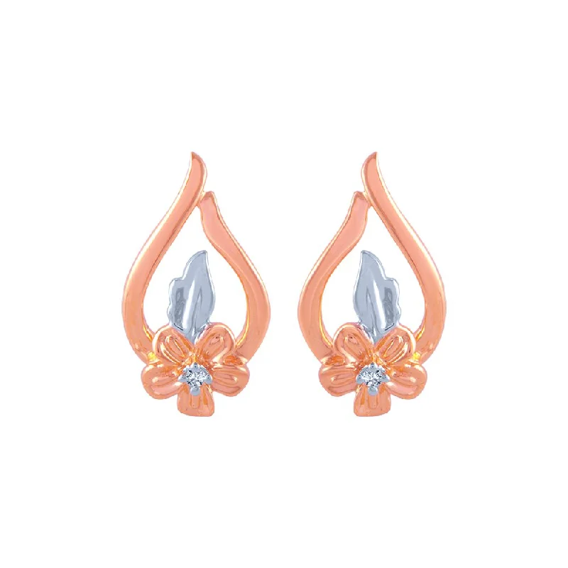 Vintage Crystal Earrings-18k (750) Rose Gold And Diamond Stud Earrings For Women