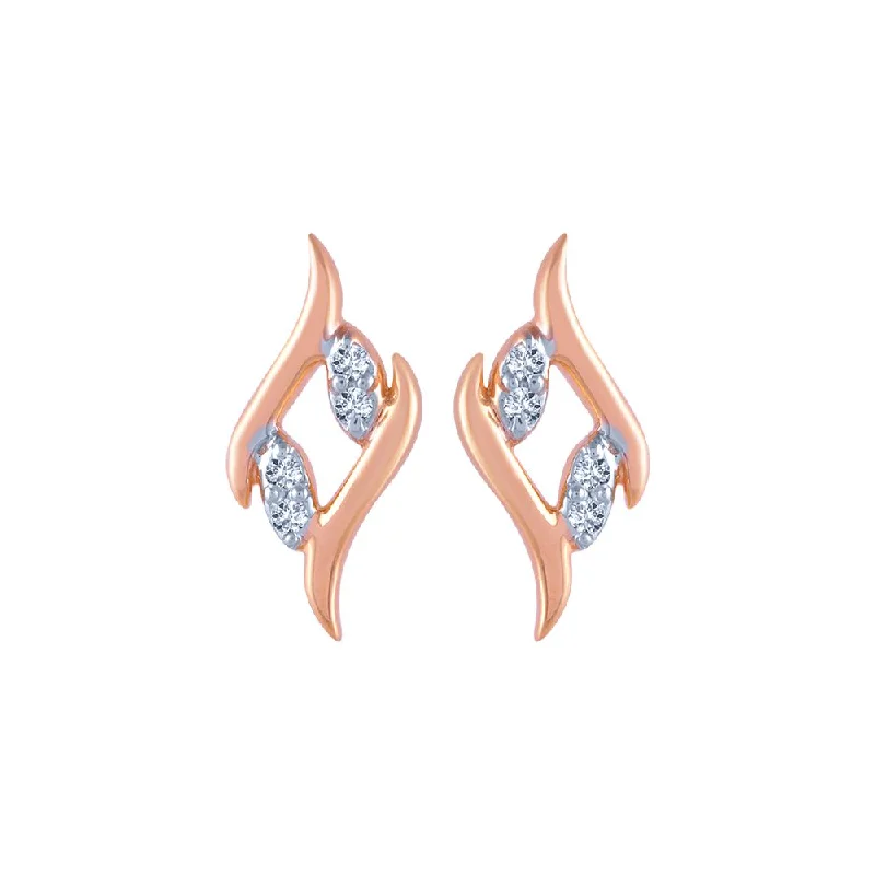 Pearl Drop Earrings-18k (750) Rose Gold And Diamond Stud Earrings For Women