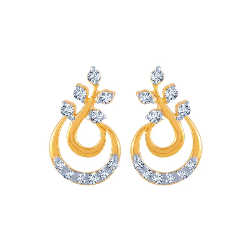 Silver Earring Cuffs-18k (750) Yellow Gold And Diamond Stud Earrings For Women