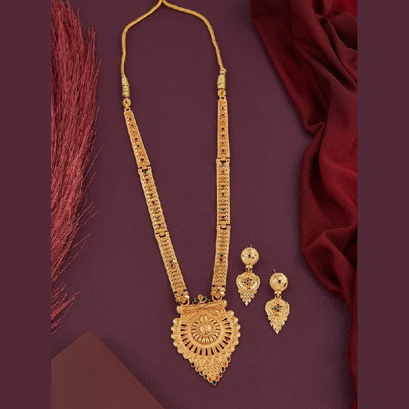 Simple Bead Necklaces-Kalpna Sales Gold Plated Meenakari Necklace Set