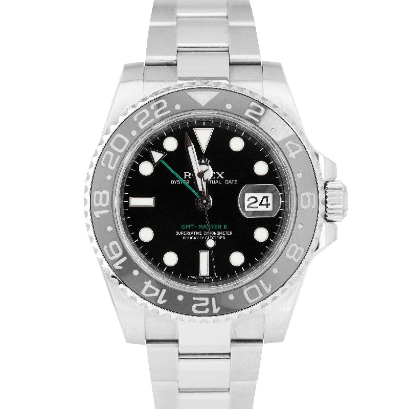 Luxury Designer Watches for Men-MINT Rolex GMT-Master II Stainless Steel Black 40mm Ceramic Watch 116710 LN