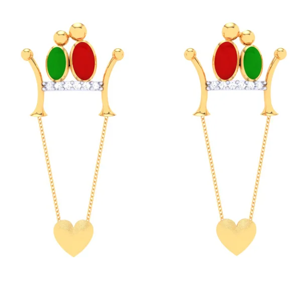 Abstract Earrings for Women-Exquisite 22k Gold Birds And Heart Motif Drop Earrings For Women Pc Chandra Jewellers