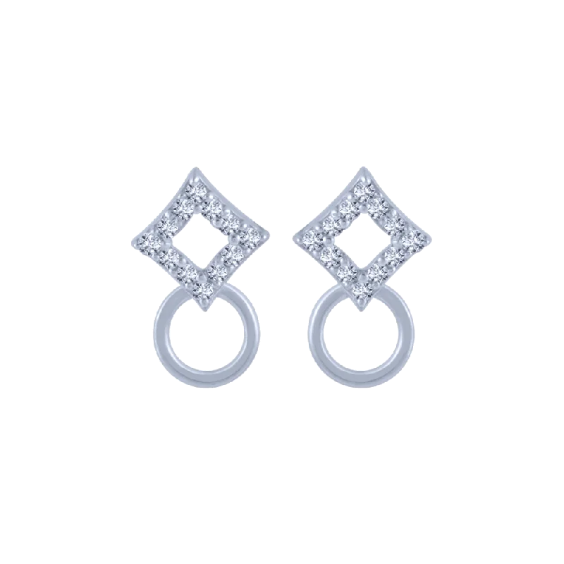 Fine Jewelry Earrings-18KT (750) White Gold And Diamond Stud Earrings For Women