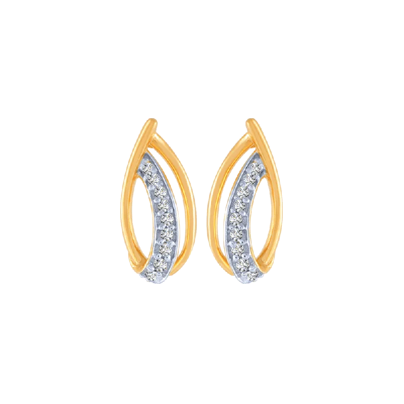 Handcrafted Pearl Earrings-18KT (750) Yellow Gold And Diamond Stud Earrings For Women