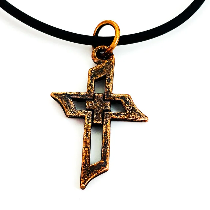 Colored Gemstone Necklaces-Cross Of Faith Necklace Antique Copper Finish