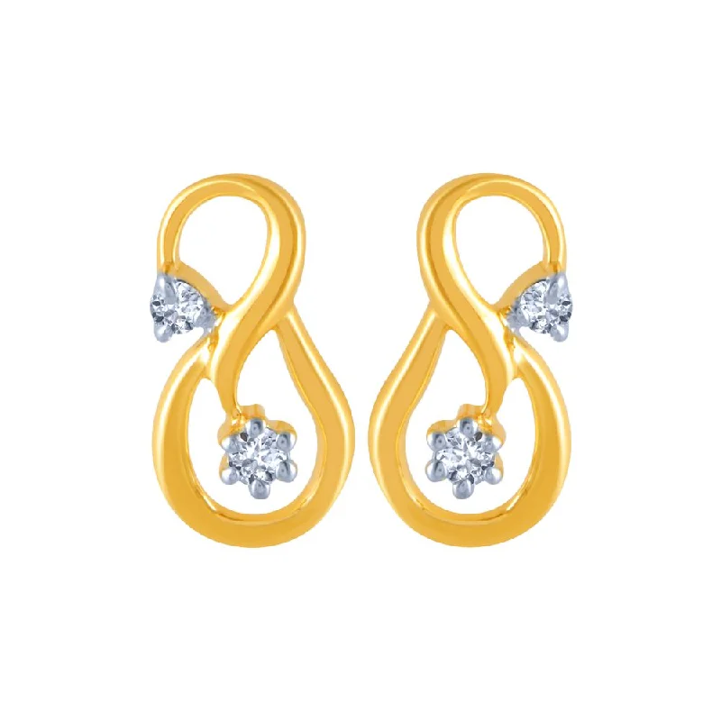 Silver Ear Cuffs-18k (750) Yellow Gold And Diamond Stud Earrings For Women