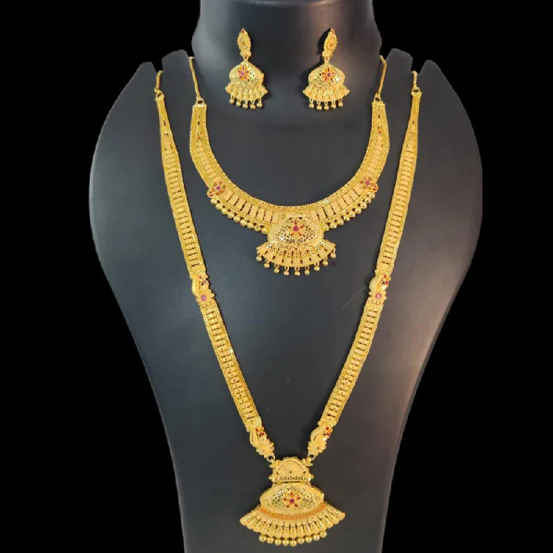 Chunky Gold Necklaces-Pari Art Jewellery Forming Double Necklace Set