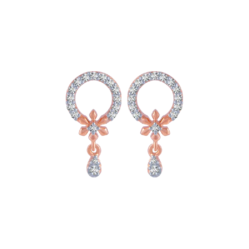 Personalized Gold Earrings-18KT (750) Rose Gold And Diamond Stud Earrings For Women