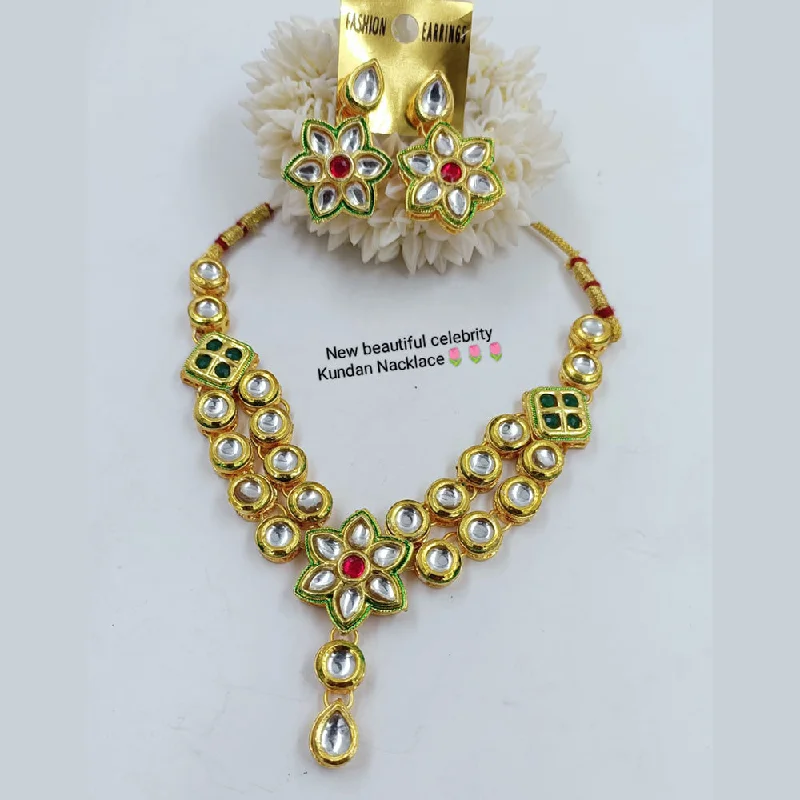 Personalized Name Necklaces-Manisha Jewellery Gold Plated Kundan Stone Necklace Set