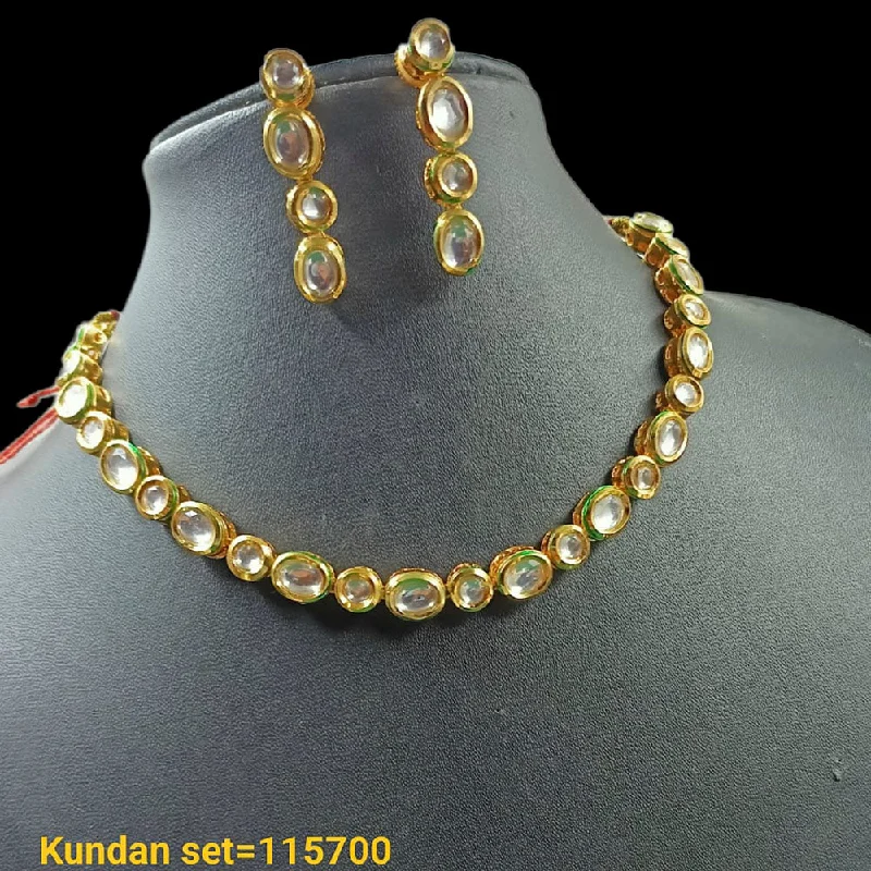 Vintage Gemstone Necklaces-Padmawati Bangles Kundan Stone Gold Plated Necklace Set