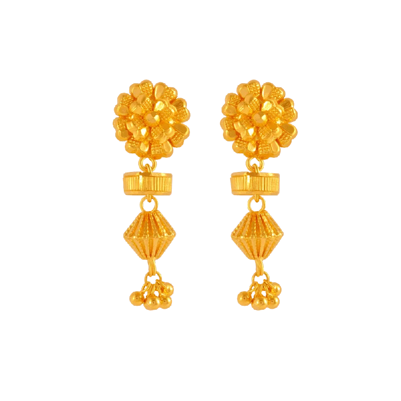 Elegant Wedding Earrings-22KT Yellow Gold Jhumki Earrings For Women