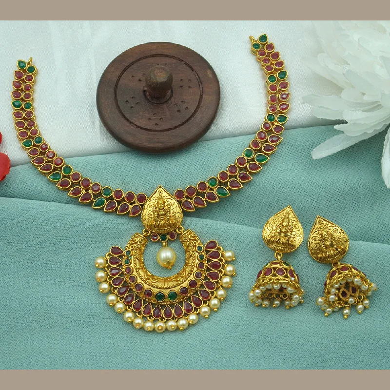 Trendy Gold Necklaces-Diksha Collection Gold Plated Necklace Set