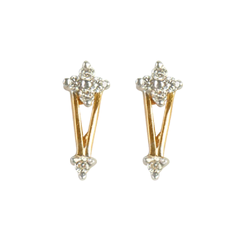 Customized Initial Earrings-18KT (750) Yellow Gold And Diamond Stud Earrings For Women