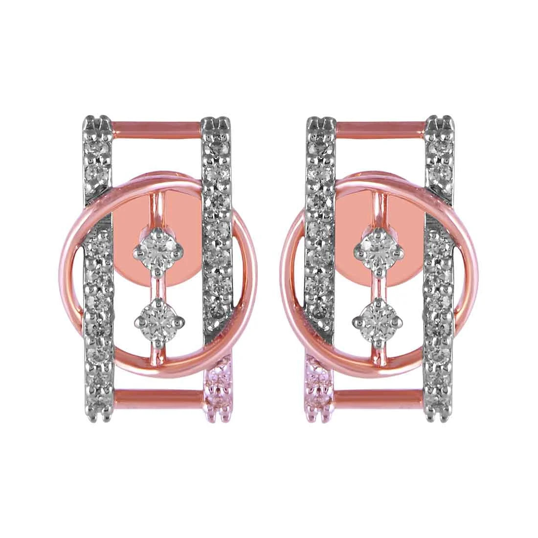 Abstract Earrings for Women-14KT (585) Rose Gold & Diamond Beautiful dainty Stud Earrings