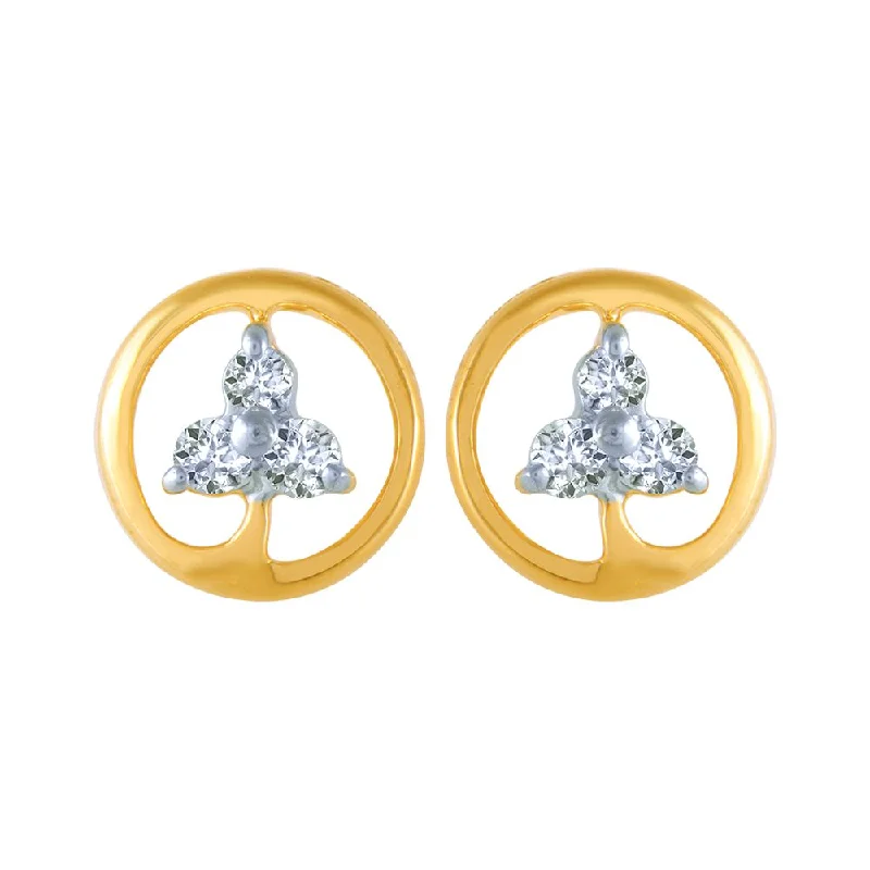 Chunky Gold Earrings-18k (750) Yellow Gold And Diamond Stud Earrings For Women