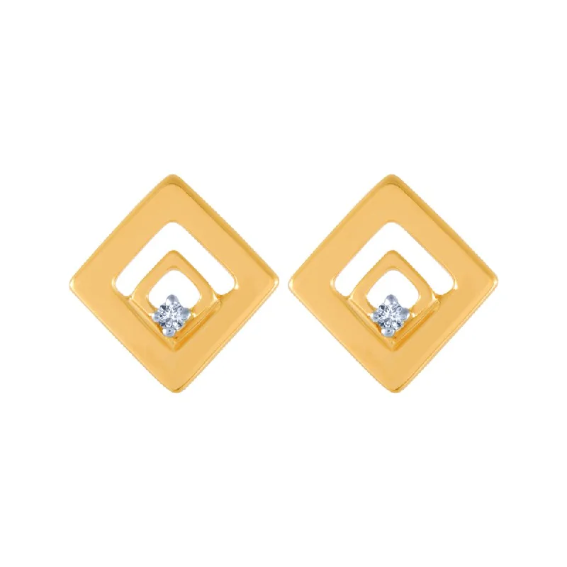 Ethnic Earrings for Women-18k (750) Yellow Gold And Diamond Stud Earrings For Women