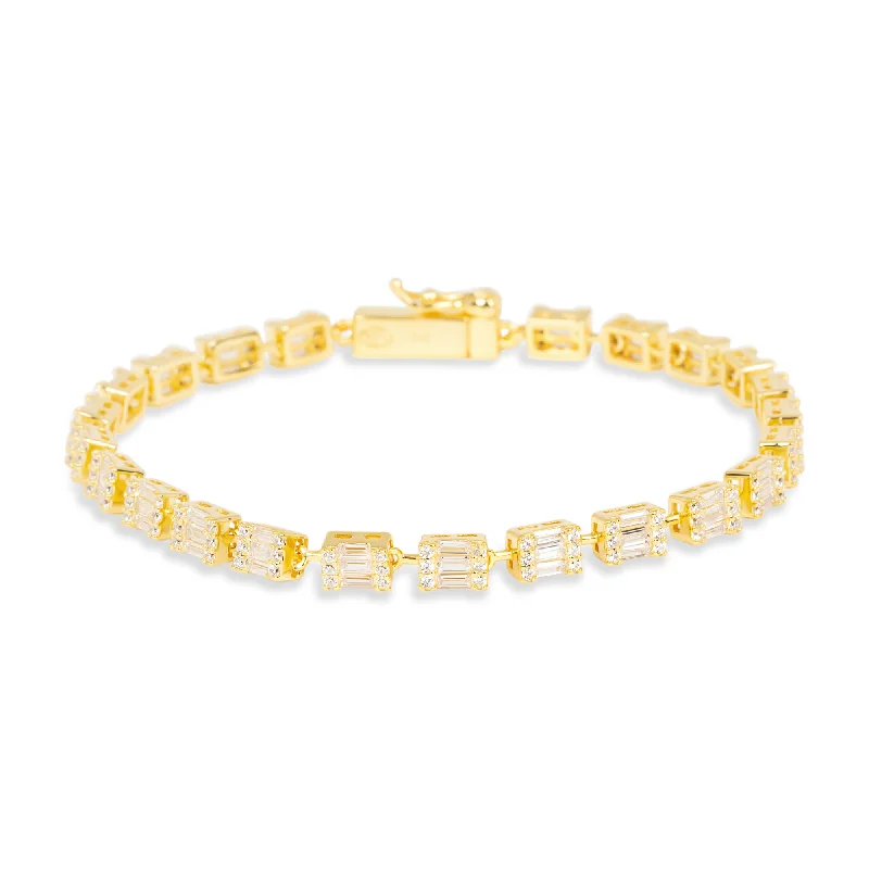 Beaded Friendship Bracelets-THE BAGUETTE CLUSTER TENNIS BRACELET