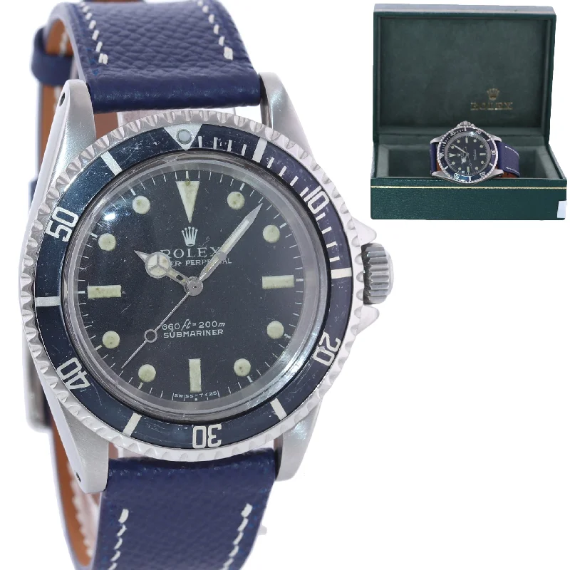 High-Tech Women’s Smart Watches-Patina Rolex Submariner 5513 Matte Leather 40mm Watch