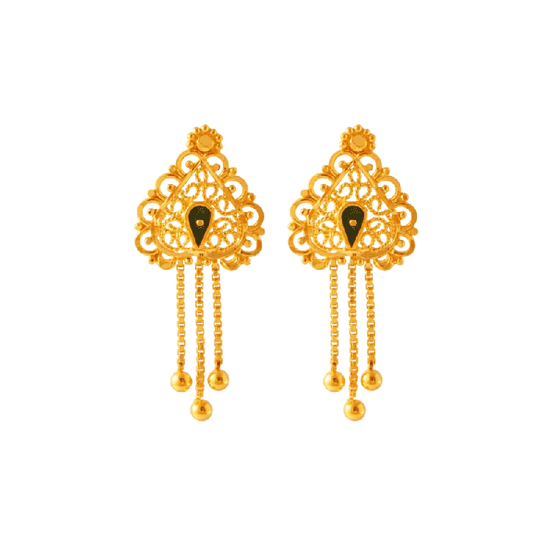 Cheap Fashion Earrings-22KT (916) Yellow Gold Stud Earrings For Women