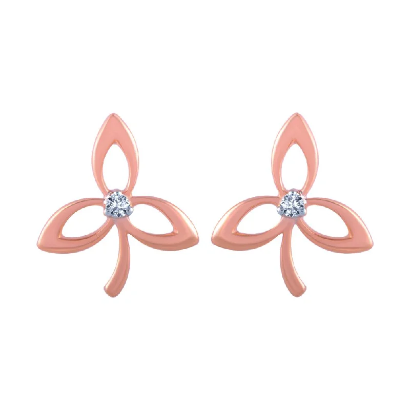 Eco-Conscious Earrings-18k (750) Rose Gold And Diamond Stud Earrings For Women