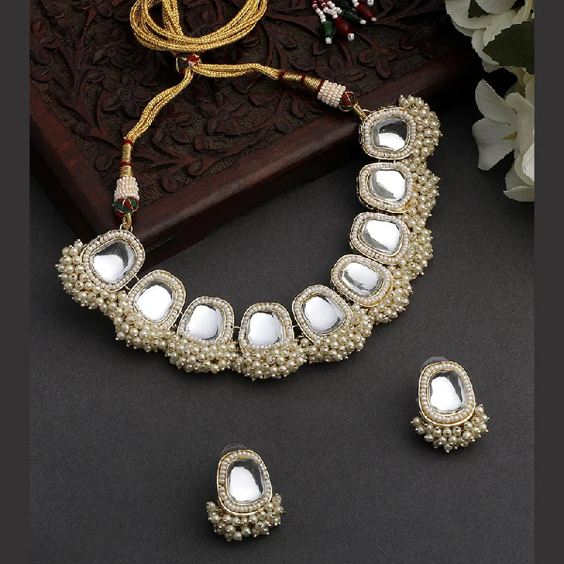 Personalized Birthstone Necklaces-Asmitta Gold Plated Kundan Necklace Set