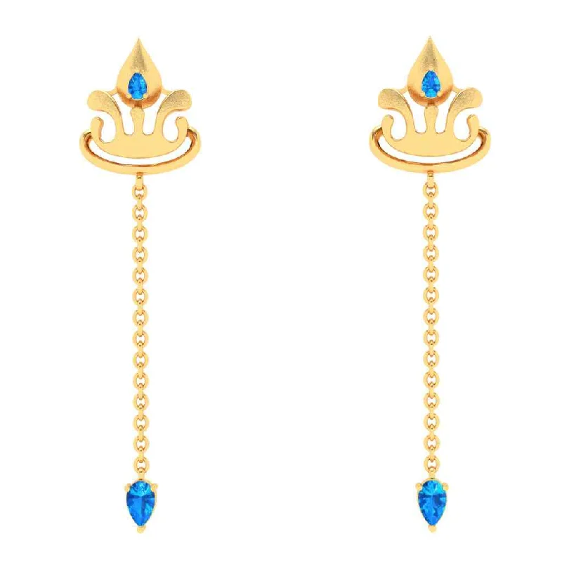 Premium Gold Earrings-Gold Earrings With Crown Shape & Blue Gems From Goldlites Collection