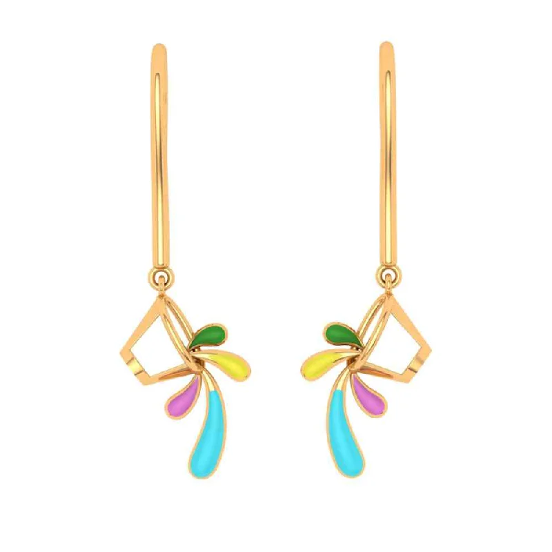 Large Statement Earrings-Eclectic Floral 18k Gold Drop Earrings