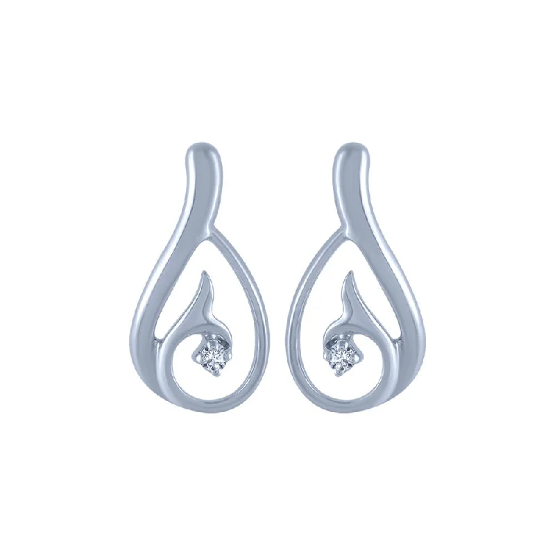 Gorgeous Long Earrings-18k (750) White Gold And Diamond Stud Earrings For Women