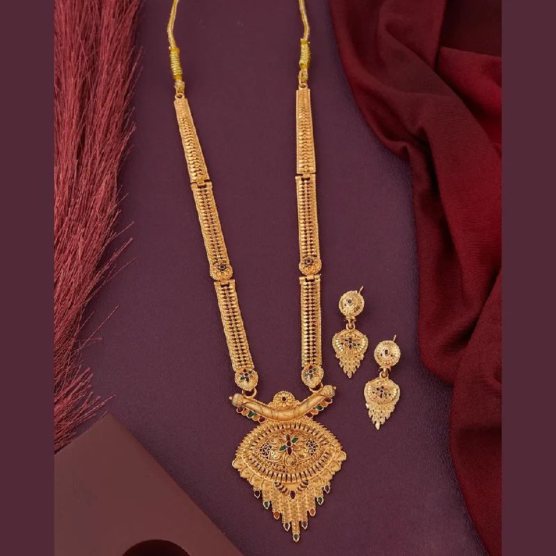 Stylish Layered Necklaces-Kalpna Sales Gold Plated Meenakari Necklace Set