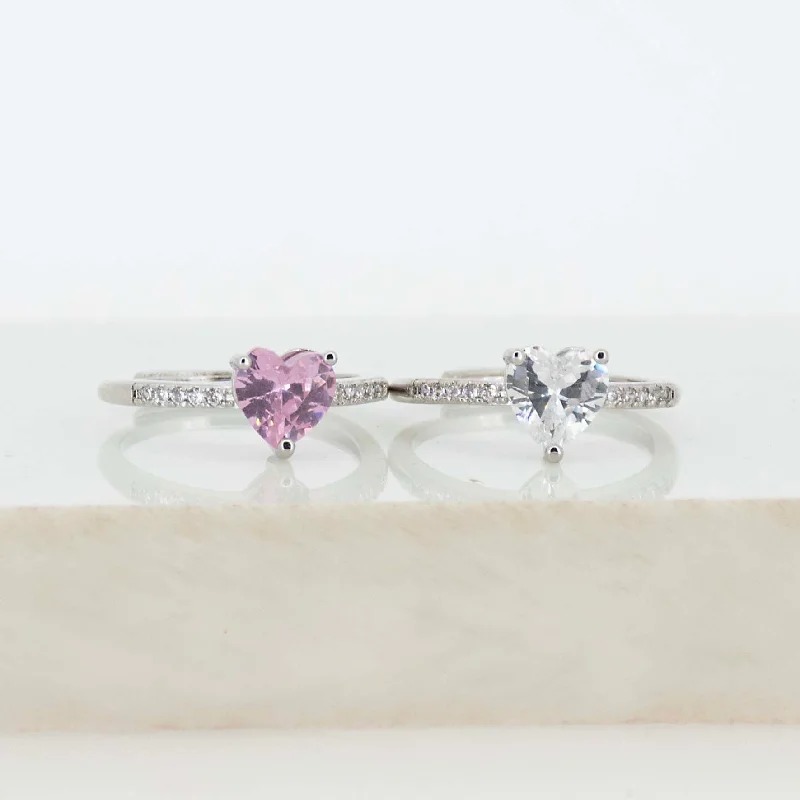 Multi-Stone Engagement Rings-Heart Shaped Ring