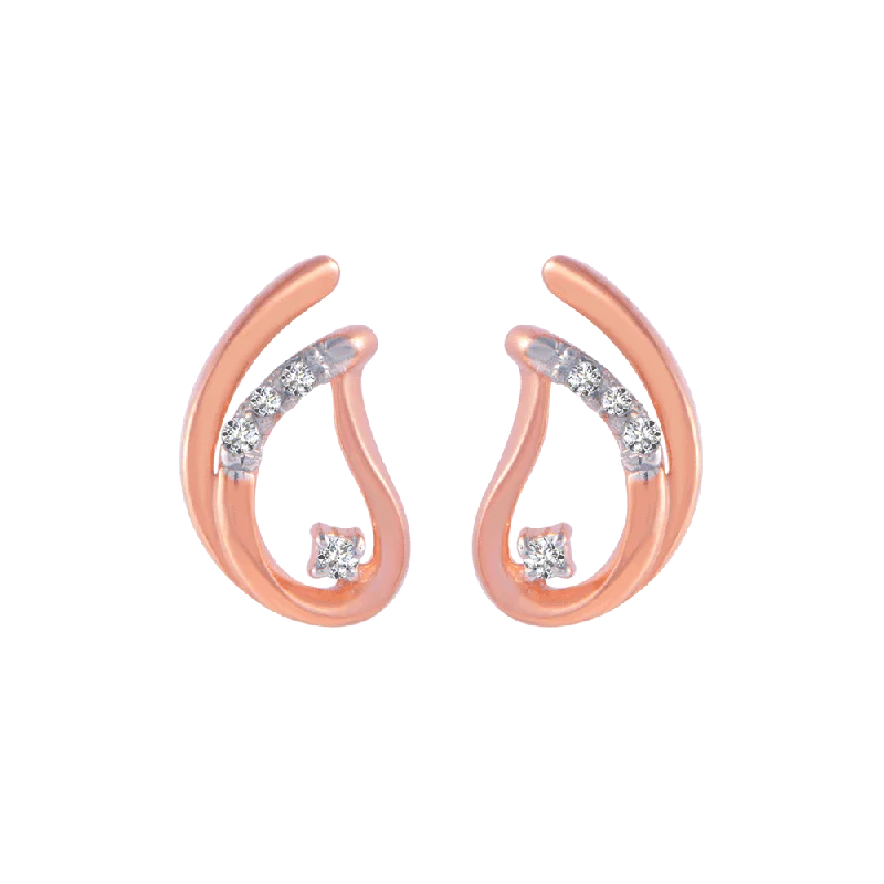 Cute Butterfly Earrings-18KT (750) Rose Gold And Diamond Stud Earrings For Women