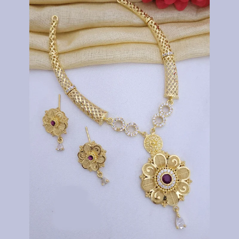 Artistic Necklaces for Women-FS Collection Gold Plated Austrian Stone Necklace Set