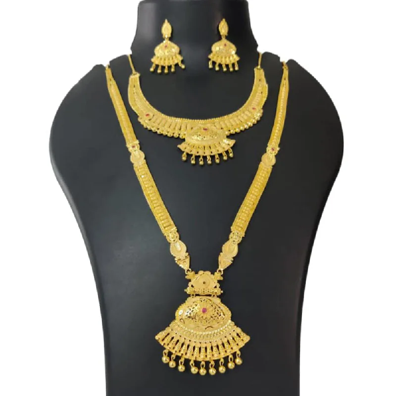 Gemstone Necklaces for Brides-Pari Art Jewellery Forming Double Necklace Set