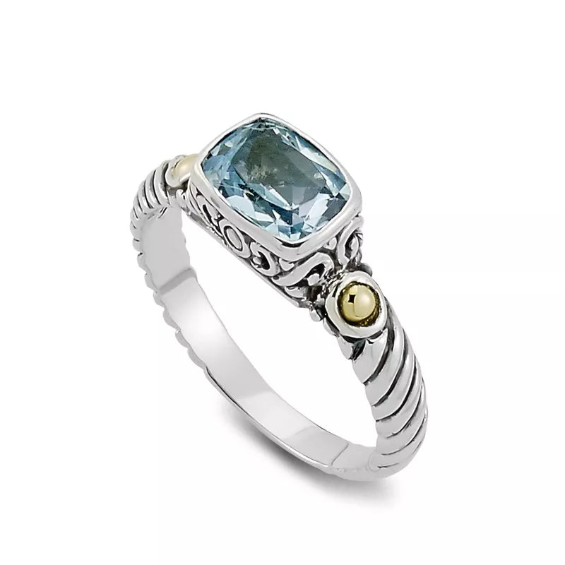 Simple Wedding Rings for Women-Gede Ring- Blue Topaz