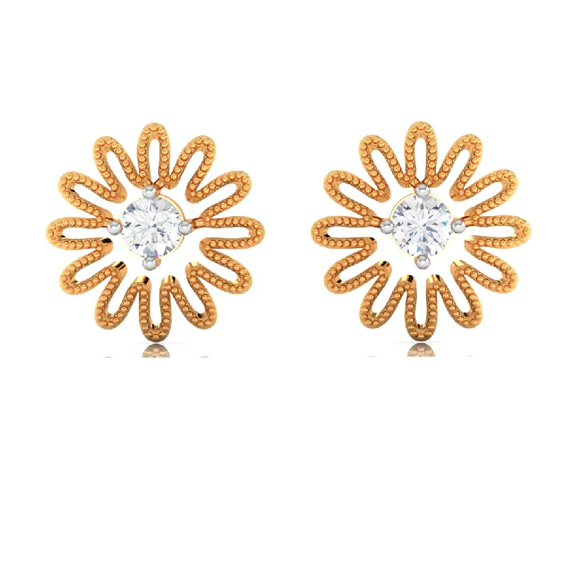 Colorful Resin Earrings-14k Elegant Floral Gold American Diamond Earrings