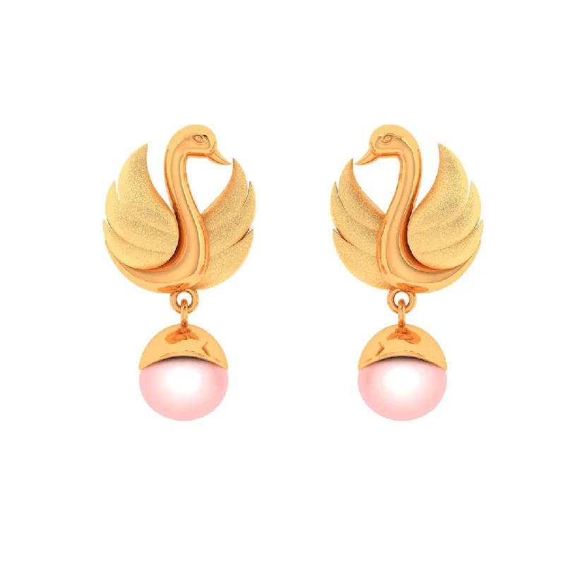 Chic Crystal Earrings-14k Swan Style With Pearl Gold Earrings