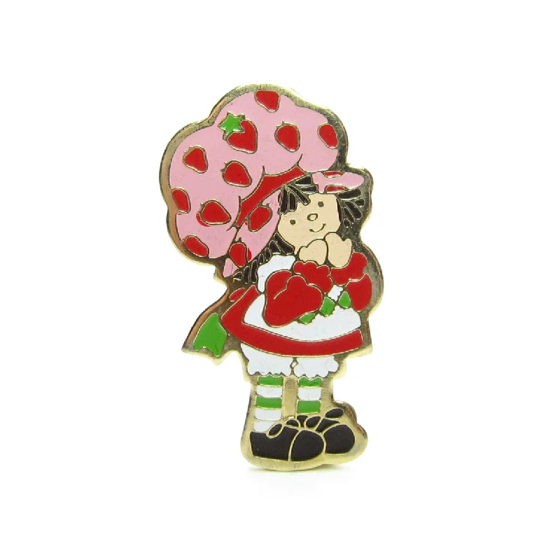 Custom Floral Brooch for Wedding-Custom Floral Brooch for Wedding-Strawberry Shortcake Pin Vintage Gold Brooch 1980