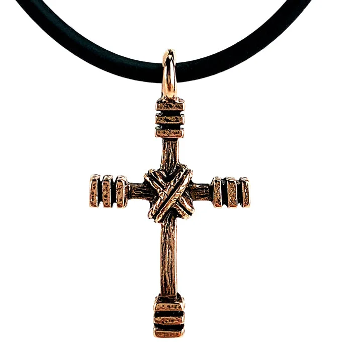 Black Onyx Necklaces-Rugged Cross Necklace Antique Rose Gold