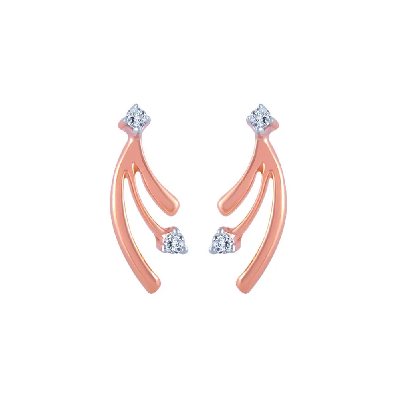 Custom Gemstone Earrings-18k (750) Rose Gold And Diamond Stud Earrings For Women