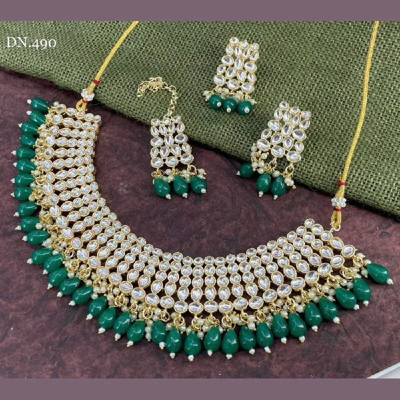 Cute Charm Necklaces-Sai Fashion Gold Plated Kundan Choker Necklace Set