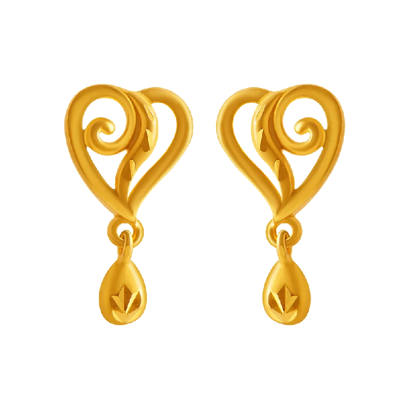 Gorgeous Long Earrings-14KT (585) Yellow Gold Stud Earrings For Women