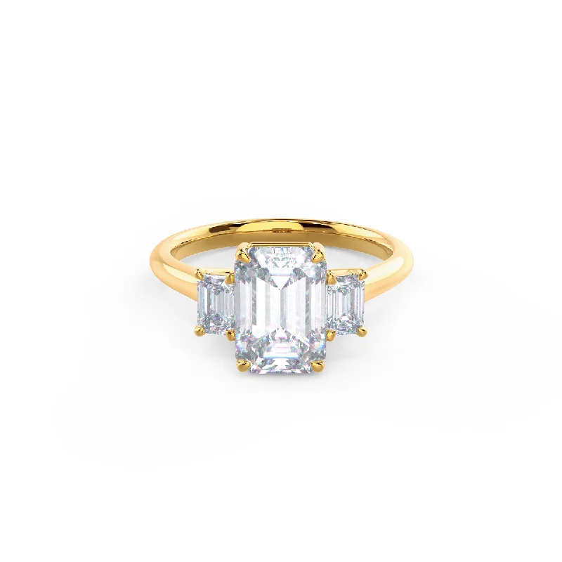 Antique Engagement Rings-14K YELLOW GOLD LAB GROWN DIAMOND THREE STONE RING