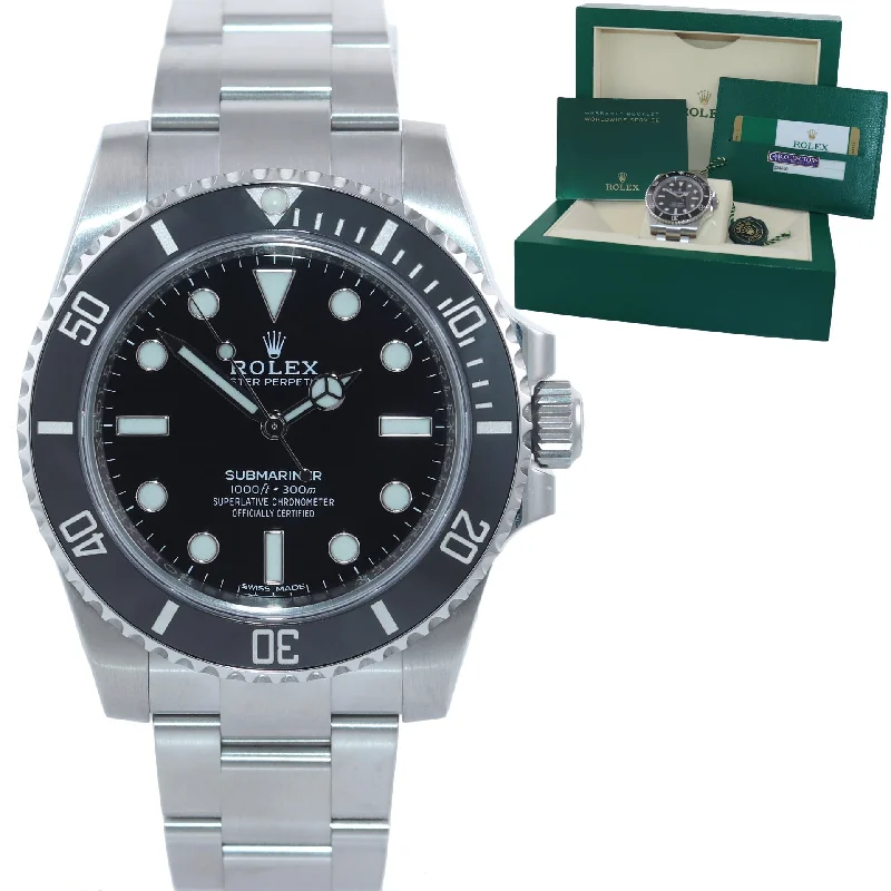 Men’s Watches with Date Feature-2017 PAPERS Unnamed Rolex Submariner No Date 114060 Steel Black Ceramic Watch