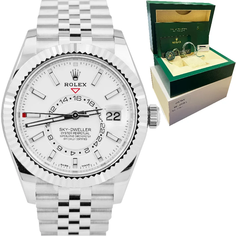 Customizable Silicone Strap Watches-NEW MAR. 2022 Rolex Sky-Dweller White Gold White Dial 42mm Jubilee Watch 326934