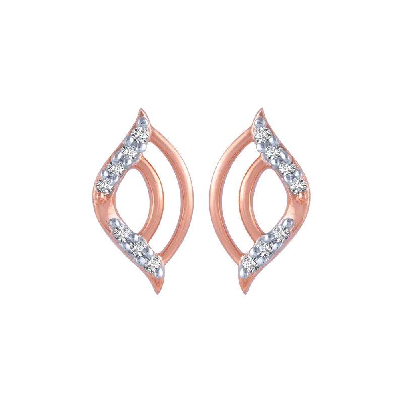 Personalized Name Earrings-18KT (750) Rose Gold And Diamond Stud Earrings For Women