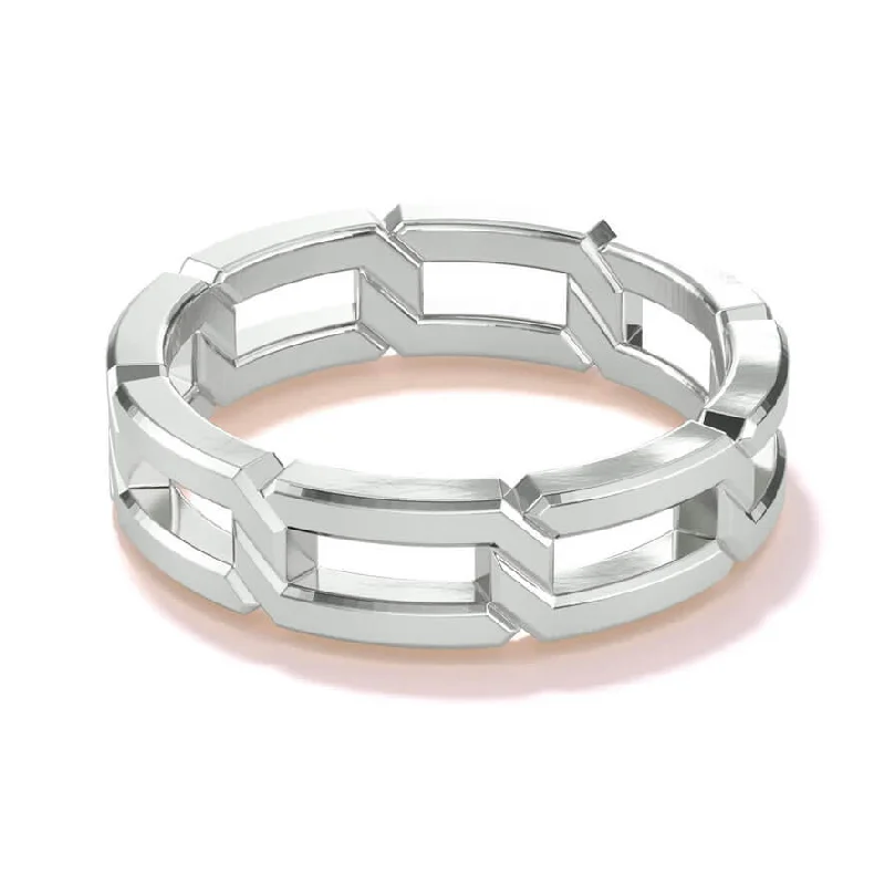 Men's Wedding Rings-8 LINK POLISHED BAND